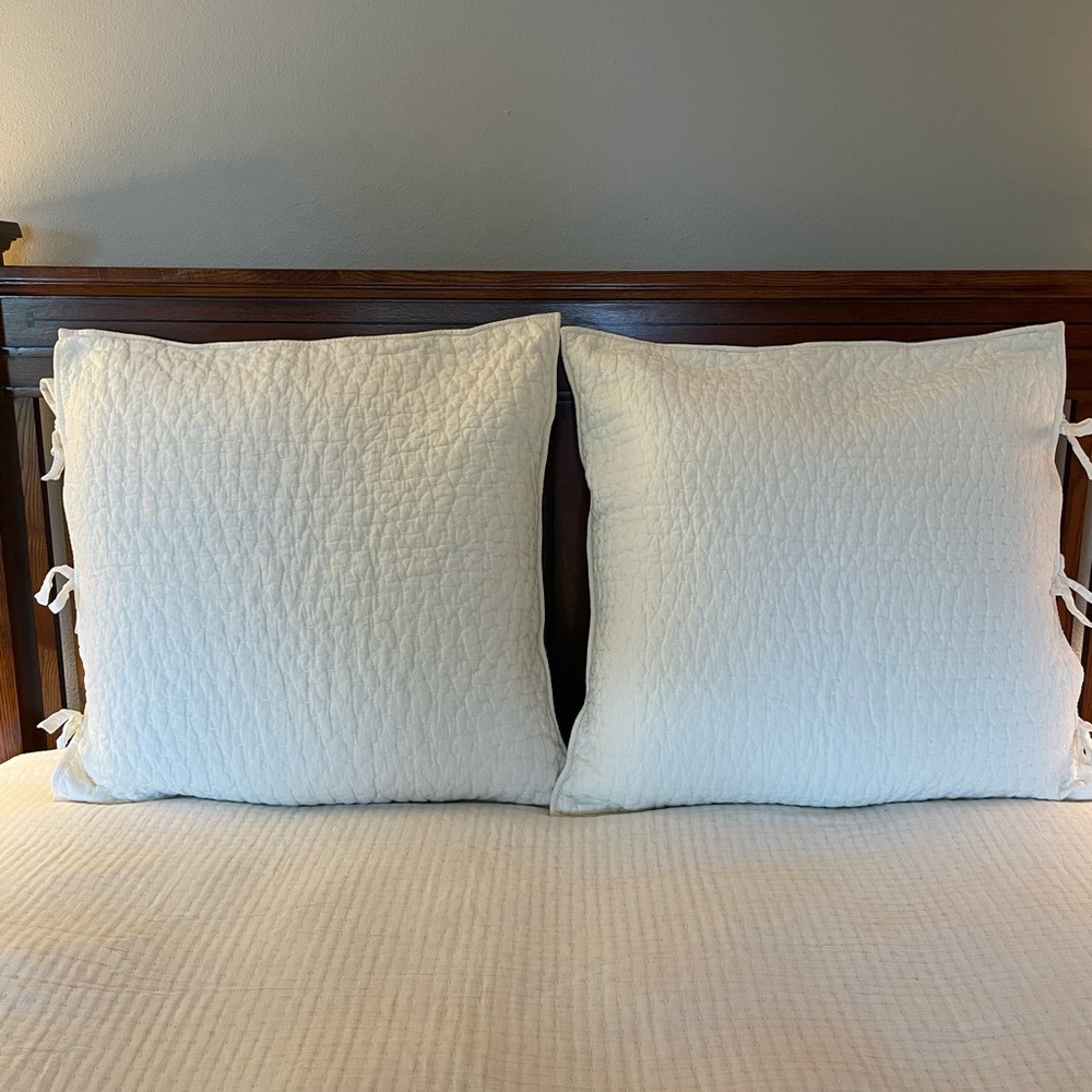 Pottery Barn Pick Stitch Euro Shams - Picture 2 of 3